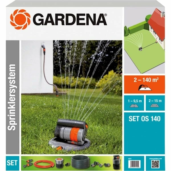 GARDENA Kit Complet Avec Arroseur Pivotant Encastré OS 140, Systèmes De Gicleurs